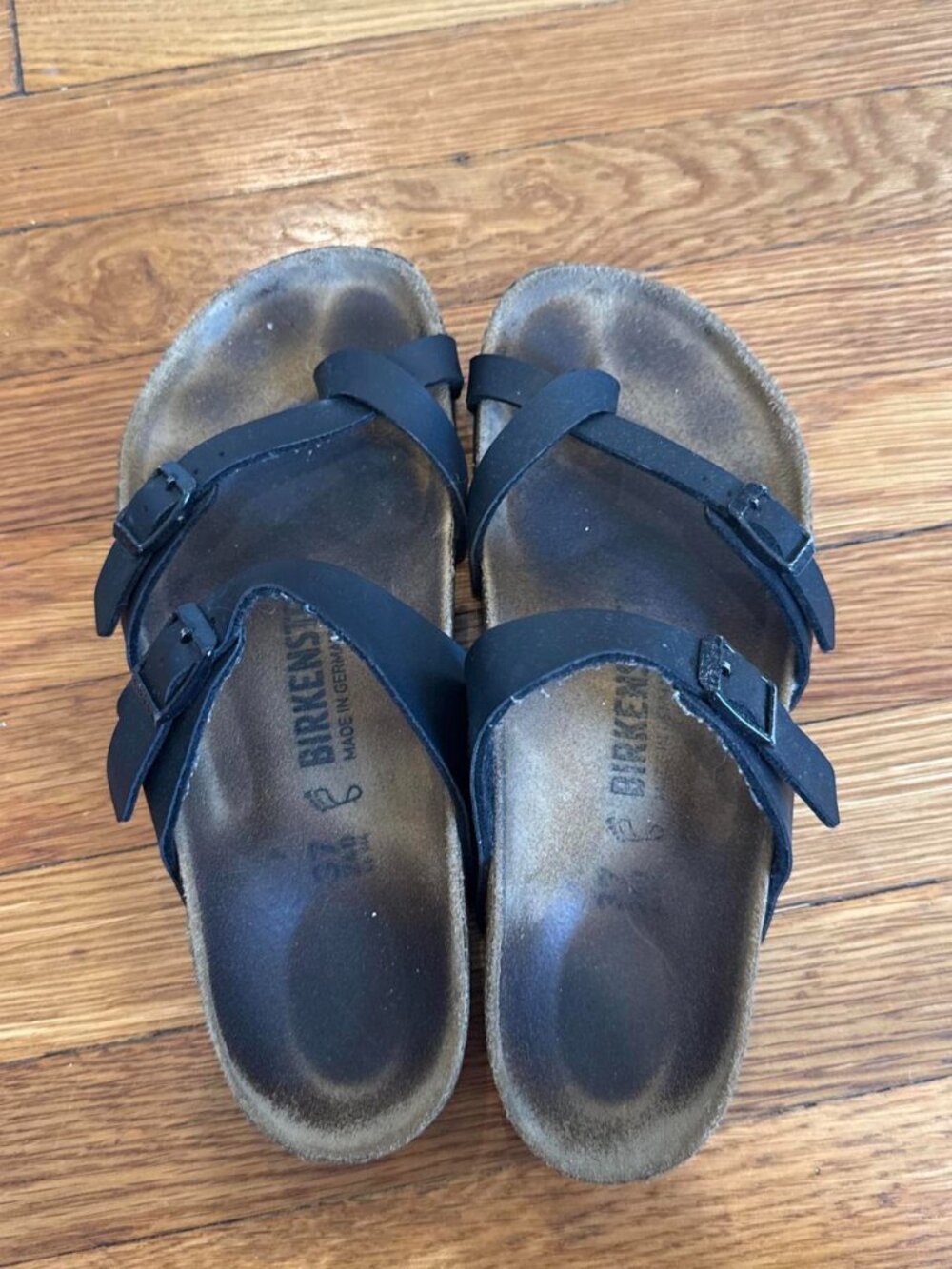 Birkenstock Women's Black and Navy Sandals